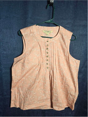 Women's Canyon Guide Outfitters Peach Floral Tank Top M cottagecore